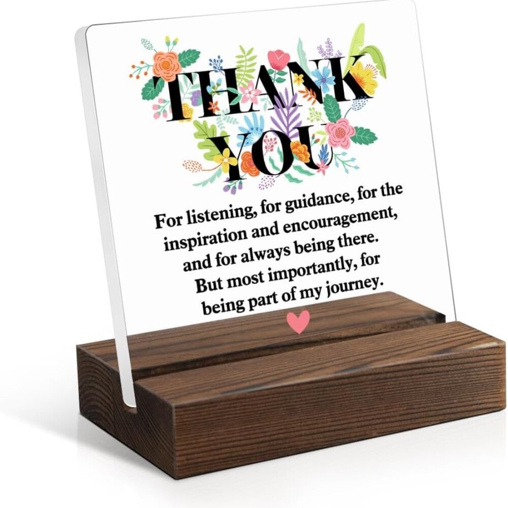 Thank You Acrylic Sign with Wooden Stand, Funny Appreciation Gift for Men Women,